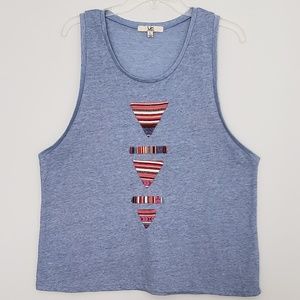 Boho Southwestern Striped Oversized Muscle Tank L